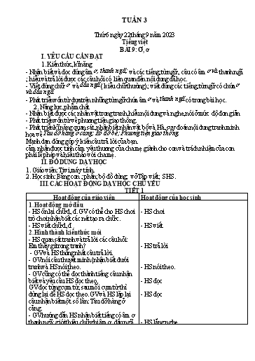 Giáo án Tiếng Việt + Toán 1 - Tuần 3 - Năm học 2023-2024 - Trần Thị Thanh Hương