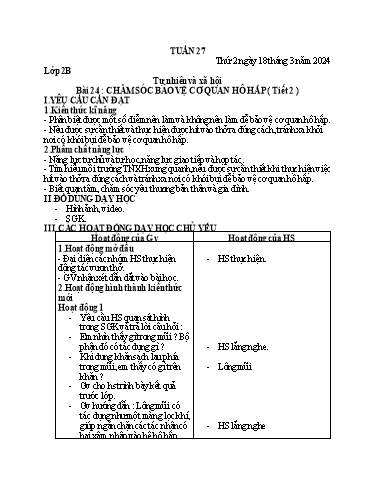 Giáo án Tự nhiên xã hội 1 - Tuần 27 (Thứ 5+6) - Năm học 2023-2024 - Nguyễn Thị Yến Nhi