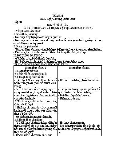 Giáo án Tự nhiên xã hội 2 - Tuần 21 (Thứ 2-4) - Năm học 2023-2024 - Nguyễn Thị Yến Nhi