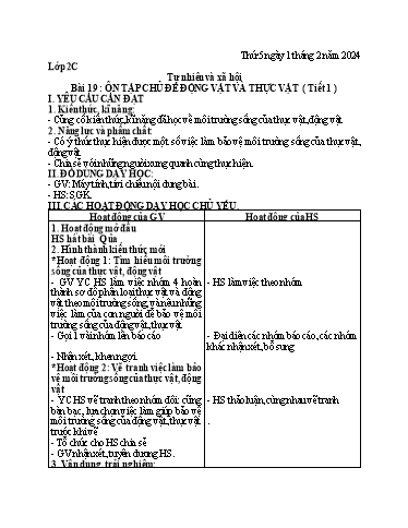Giáo án Tự nhiên xã hội 2 - Tuần 22 (Thứ 5+6) - Năm học 2023-2024 - Nguyễn Thị Yến Nhi