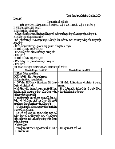 Giáo án Tự nhiên xã hội 2 - Tuần 23 (Thứ 5+6) - Năm học 2023-2024 - Nguyễn Thị Yến Nhi