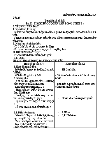 Giáo án Tự nhiên xã hội 2 - Tuần 24 (Thứ 5+6) - Năm học 2023-2024 - Nguyễn Thị Yến Nhi