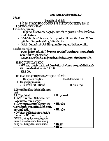 Giáo án Tự nhiên xã hội + Khoa học Tiểu học - Tuần 28 (Thứ 5+6) - Năm học 2023-2024 - Nguyễn Thị Yến Nhi