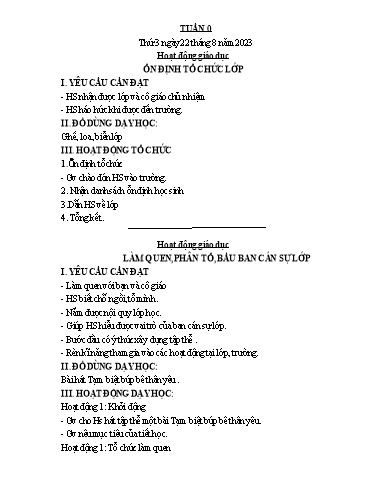 Kế hoạch bài dạy Hoạt động giáo dục 1 - Năm 2023-2024 - Trần Thị Hồng Thúy