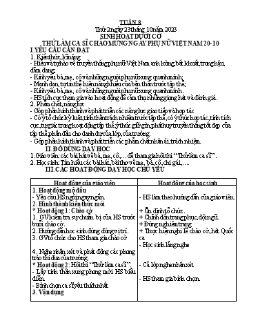 Kế hoạch bài dạy môn Tiếng Việt + Toán 1 - Tuần 8 (Thứ 2-4 ) - Năm học 2023-2024 - Trần Thị Thanh Hương