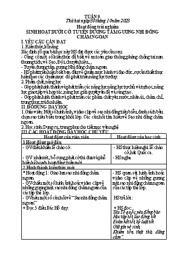 Kế hoạch bài dạy môn Tiếng Việt + Toán 1 - Tuần 9 (Thứ 2-4) - Năm học 2023-2024 - Trần Thị Thanh Hương