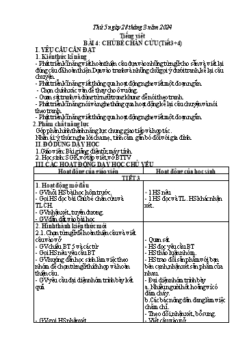 Kế hoạch bài dạy Tiếng Việt 1 - Bài 4: Chú bé chăn cừu (Tiết 3+4) - Năm học 2023-2024 - Trần Thị Hồng Thúy