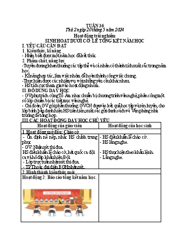 Kế hoạch bài dạy Tiếng Việt 1 - Tuần 36 - Năm 2023-2024 - Trần Thị Hồng Thúy