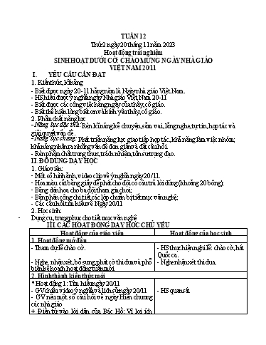 Kế hoạch bài dạy Tiếng Việt + Toán 1 - Tuần 12 - Năm 2023-2024 - Trần Thị Hồng Thúy