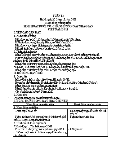 Kế hoạch bài dạy Tiếng Việt + Toán 1 - Tuần 12 (Thứ 2-4) - Năm học 2023-2024 - Nguyễn Thị Ánh Tuyết