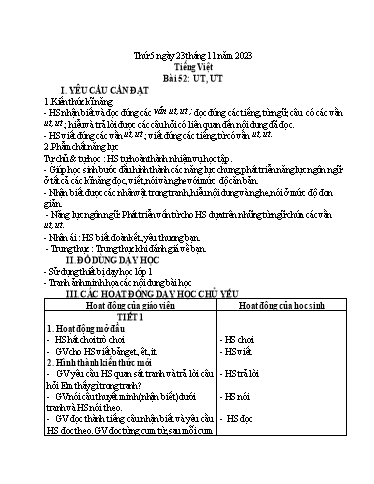 Kế hoạch bài dạy Tiếng Việt + Toán 1 - Tuần 12 (Thứ 5+6) - Năm học 2023-2024 - Nguyễn Thị Yến Nhi