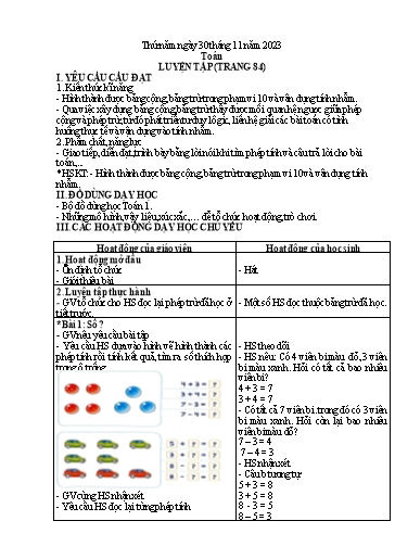 Kế hoạch bài dạy Tiếng Việt + Toán 1 - Tuần 13 (Thứ 5+6) - Năm học 2023-2024 - Nguyễn Thị Ánh Tuyết