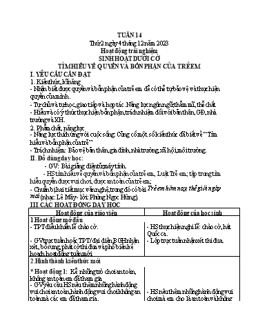 Kế hoạch bài dạy Tiếng Việt + Toán 1 - Tuần 14 - Năm 2023-2024 - Trần Thị Hồng Thúy