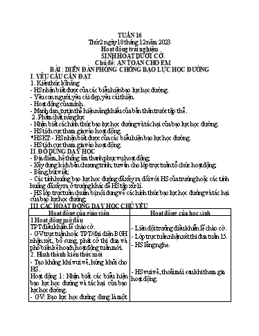 Kế hoạch bài dạy Tiếng Việt + Toán 1 - Tuần 16 (Thứ 2-4) - Năm học 2023-2024 - Nguyễn Thị Ánh Tuyết