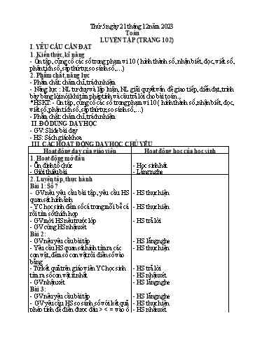 Kế hoạch bài dạy Tiếng Việt + Toán 1 - Tuần 16 (Thứ 5+6) - Năm học 2023-2024 - Nguyễn Thị Ánh Tuyết
