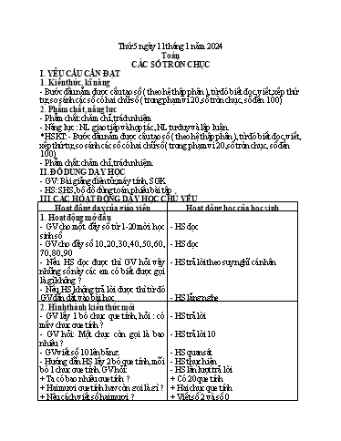 Kế hoạch bài dạy Tiếng Việt + Toán 1 - Tuần 19 (Thứ 5+6) - Năm học 2023-2024 - Nguyễn Thị Ánh Tuyết