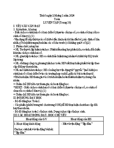 Kế hoạch bài dạy Tiếng Việt + Toán 1 - Tuần 21 (Thứ 5+6) - Năm học 2023-2024 - Nguyễn Thị Ánh Tuyết