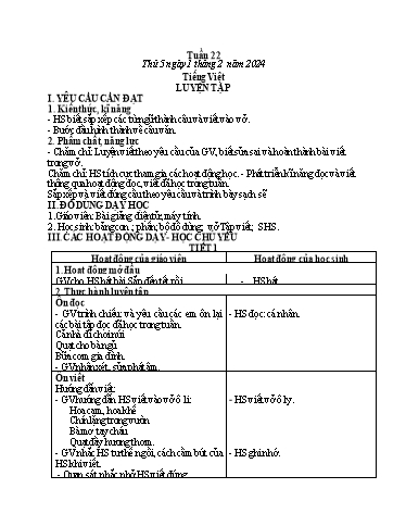 Kế hoạch bài dạy Tiếng Việt + Toán 1 - Tuần 22 (Thứ 5+6) - Năm học 2023-2024 - Trần Thị Thanh Hương