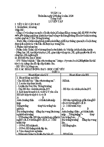 Kế hoạch bài dạy Tiếng Việt + Toán 1 - Tuần 24 (Thứ 5+6) - Năm học 2023-2024 - Trần Thị Thanh Hương