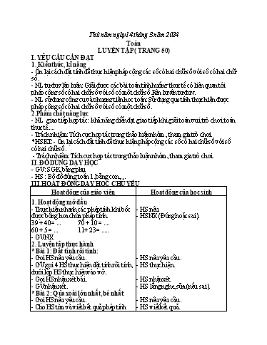 Kế hoạch bài dạy Tiếng Việt + Toán 1 - Tuần 26 (Thứ 5+6) - Năm học 2023-2024 - Nguyễn Thị Ánh Tuyết