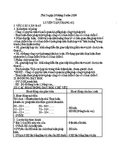 Kế hoạch bài dạy Tiếng Việt + Toán 1 - Tuần 28 (Thứ 5+6) - Năm học 2023-2024 - Nguyễn Thị Ánh Tuyết