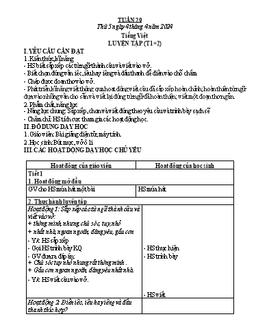 Kế hoạch bài dạy Tiếng Việt + Toán 1 - Tuần 29 (Thứ 5-6) - Năm học 2023-2024 - Trần Thị Thanh Hương