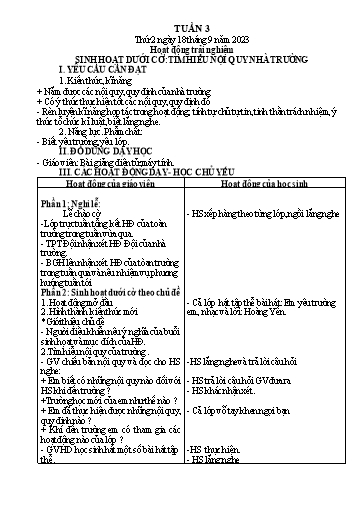 Kế hoạch bài dạy Tiếng Việt + Toán 1 - Tuần 3 - Năm 2023-2024 - Trần Thị Hồng Thúy