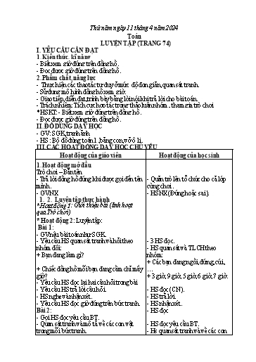 Kế hoạch bài dạy Tiếng Việt + Toán 1 - Tuần 30 (Thứ 5+6) - Năm học 2023-2024 - Nguyễn Thị Ánh Tuyết