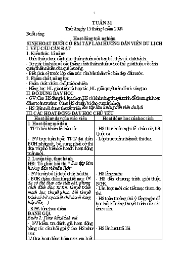 Kế hoạch bài dạy Tiếng Việt + Toán 1 - Tuần 31 (Thứ 3-4) - Năm học 2023-2024 - Trần Thị Thanh Hương