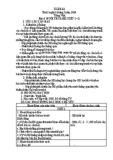 Kế hoạch bài dạy Tiếng Việt + Toán 1 - Tuần 33 (Thứ 5-6) - Năm học 2023-2024 - Trần Thị Thanh Hương