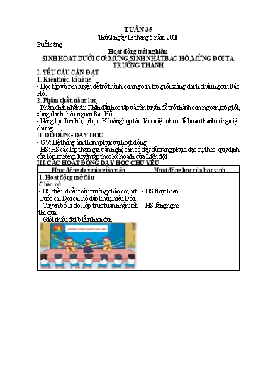 Kế hoạch bài dạy Tiếng Việt + Toán 1 - Tuần 35 (Thứ 2-4) - Năm học 2023-2024 - Trần Thị Thanh Hương