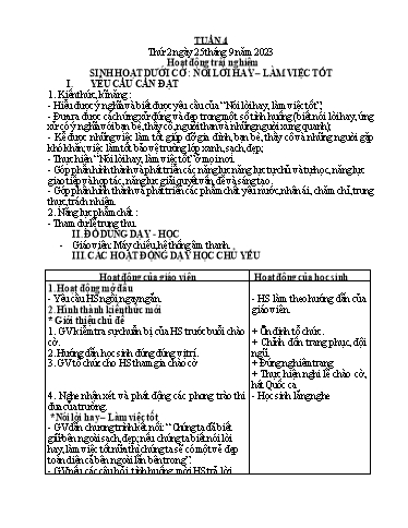 Kế hoạch bài dạy Tiếng Việt + Toán 1 - Tuần 4 - Năm 2023-2024 - Trần Thị Hồng Thúy