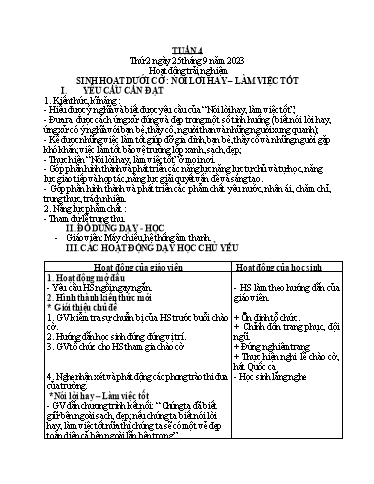 Kế hoạch bài dạy Tiếng Việt + Toán 1 - Tuần 4 - Năm học 2023-2024 - Nguyễn Thị Yến Nhi