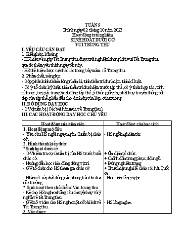 Kế hoạch bài dạy Tiếng Việt + Toán 1 - Tuần 5 - Năm học 2023-2024 - Nguyễn Thị Yến Nhi