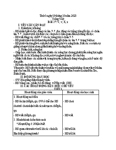 Kế hoạch bài dạy Tiếng Việt + Toán 1 - Tuần 7 - Năm 2023-2024 - Trần Thị Hồng Thúy