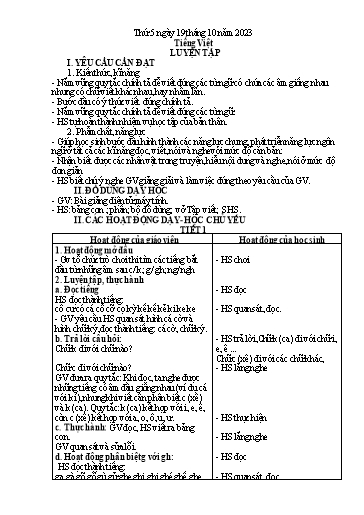 Kế hoạch bài dạy Tiếng Việt + Toán 1 - Tuần 7 (Thứ 5-6) - Năm học 2023-2024 - Nguyễn Thị Yến Nhi