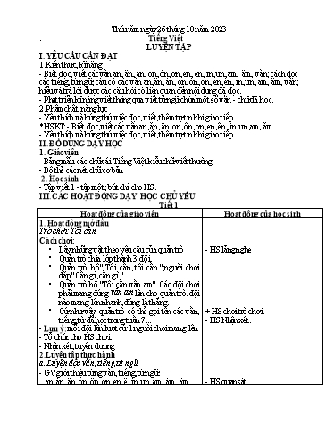 Kế hoạch bài dạy Tiếng Việt + Toán 1 - Tuần 8 (Thứ 5+6) - Năm học 2023-2024 - Nguyễn Thị Ánh Tuyết