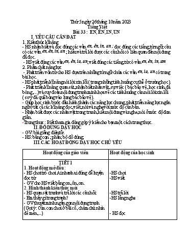 Kế hoạch bài dạy Tiếng Việt + Toán 1 - Tuần 8 (Thứ 5+6) - Năm học 2023-2024 - Nguyễn Thị Yến Nhi