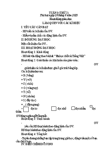 Kế hoạch bài dạy Tiếng Việt + Toán Lớp 1 - Năm 2023-2024 - Trần Thị Hồng Thúy