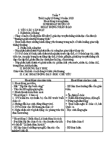 Kế hoạch bài dạy Tiếng Việt + Toán Lớp 1 - Tuần 7 - Năm 2023-2024 - Trần Thị Hồng Thúy